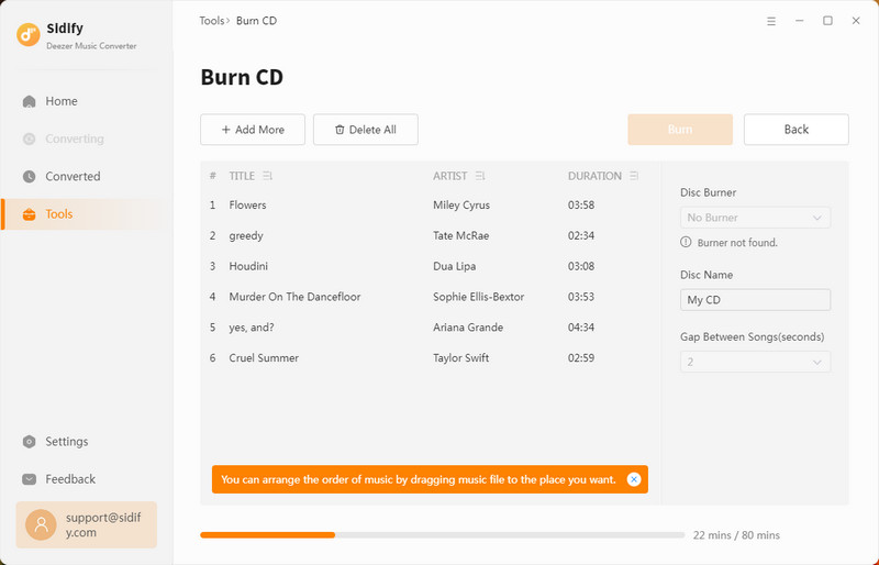 burn deezer music to cd