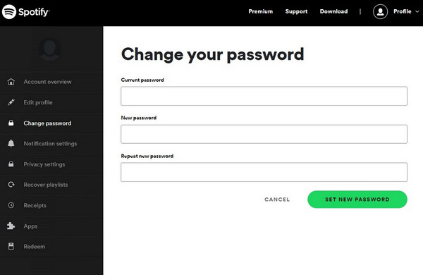change your spotify password