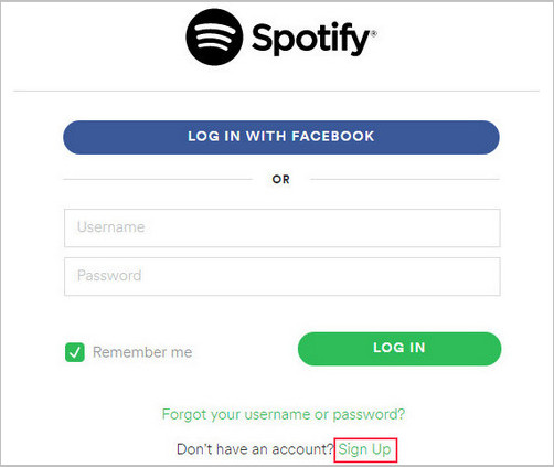 Sign up Spotify