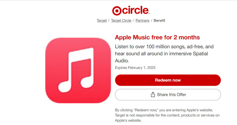 get apple music free 2 month on target circle