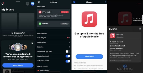 get 3 month apple music free trial via shazam