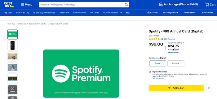 buy spotify 1-year premium plan on best buy