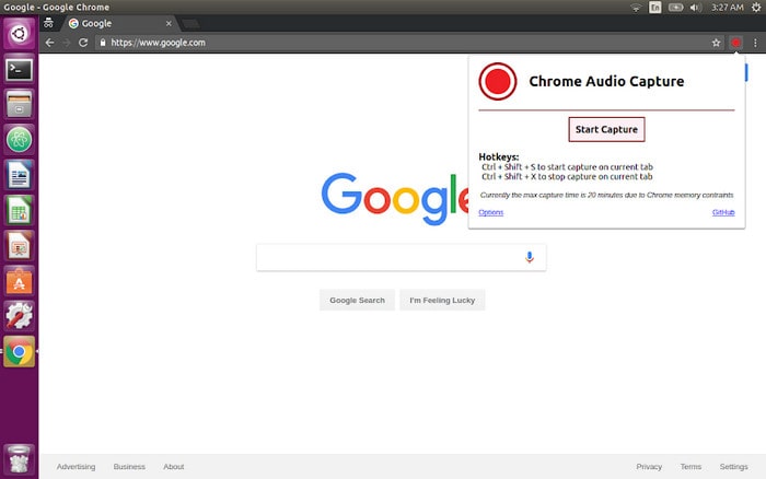 capture audio from youtube via chrome extension