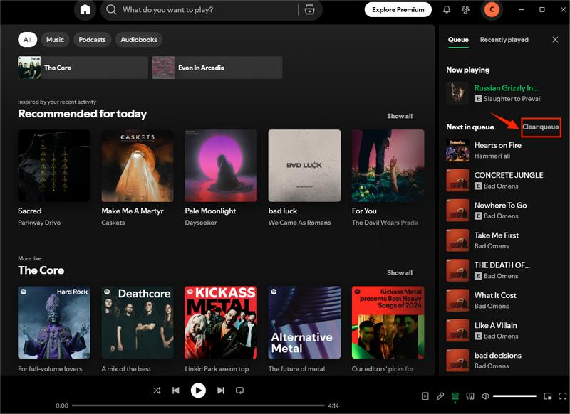 clear queue on desktop