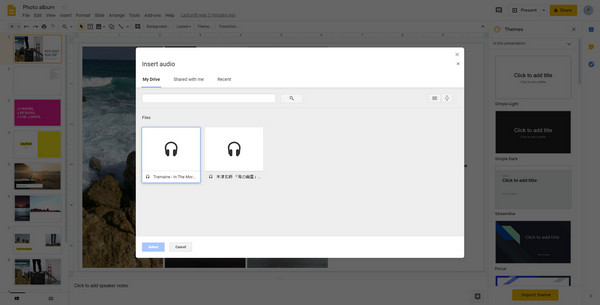 upload spotify music to google slide