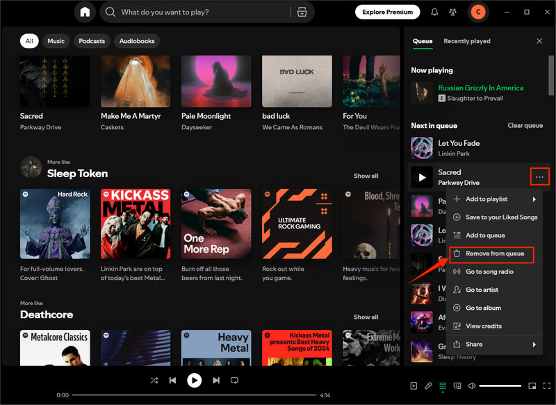 remove single song on desktop