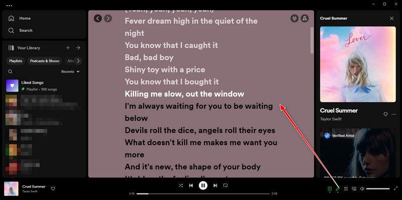 show spotify lyrics on desktop