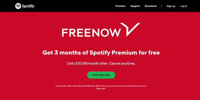 sign up for spotify to get 3 month premium free