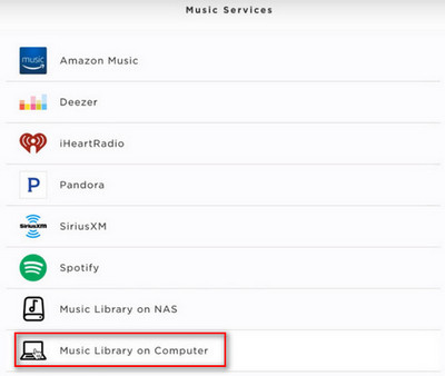 Music library on computer