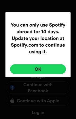 failed to login spotify abroad