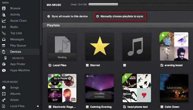 Manually Choose Playlist for Syncing