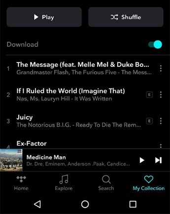 tidal music stored on android