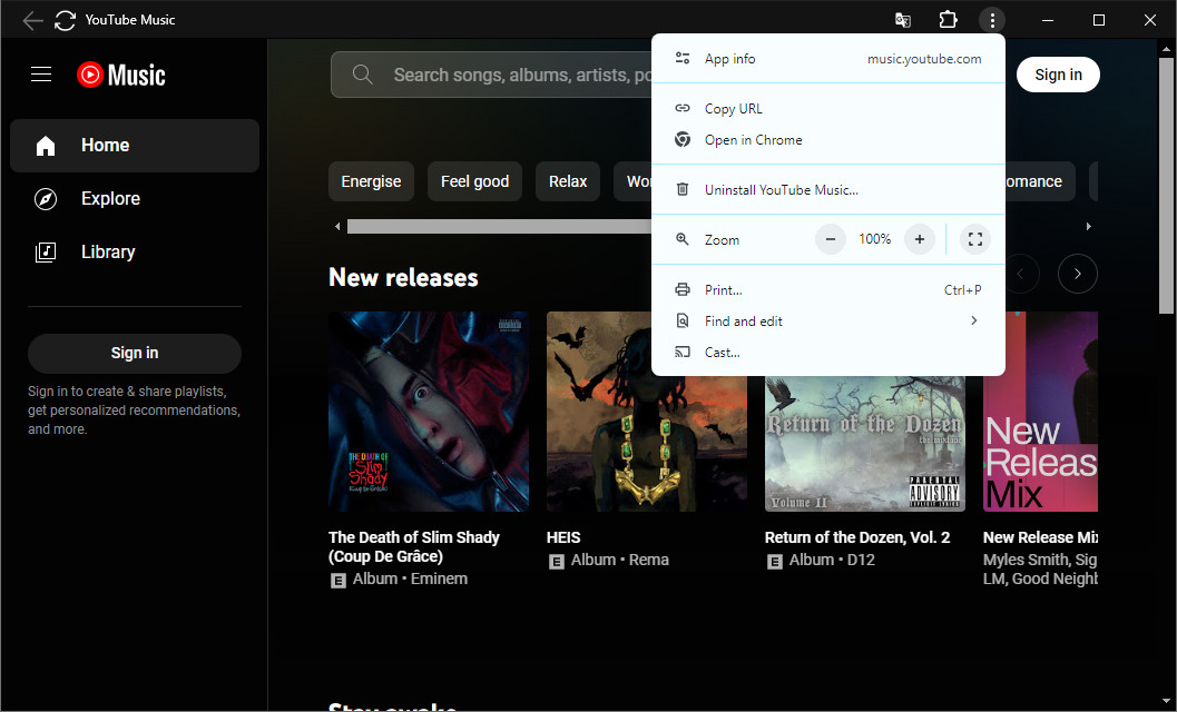 install youtube music web app on desktop