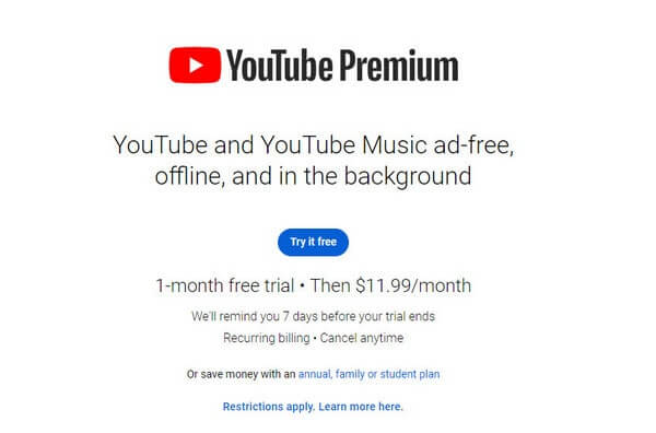 get youtube premium free trial