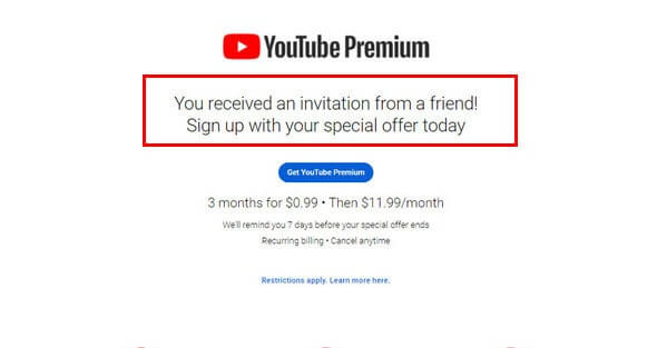 get youtube premium free trial
