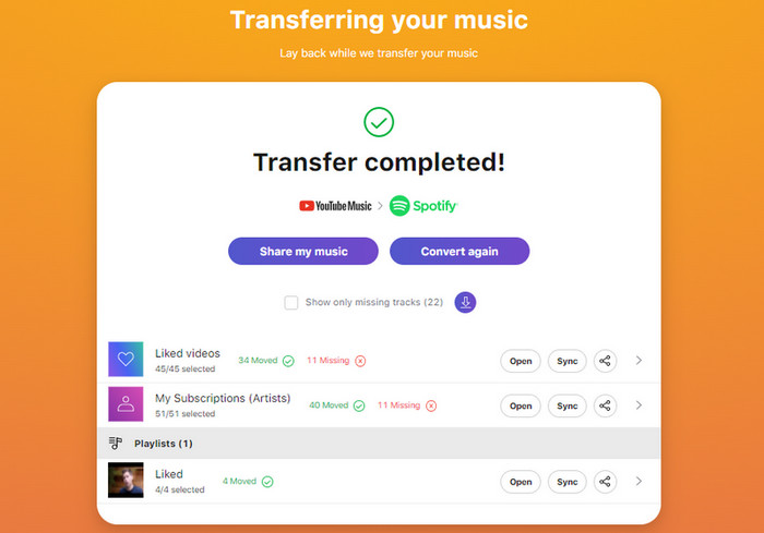 transfer youtube music to spotify via TuneMyMusic