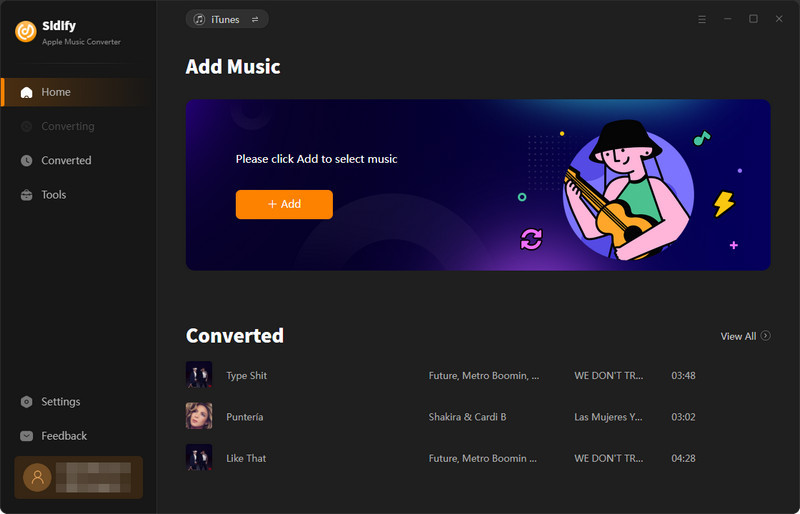 Main interface of Sidify Apple Music Converter