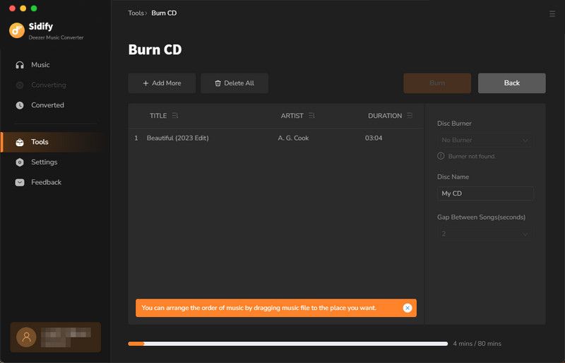 burn deezer music to cd