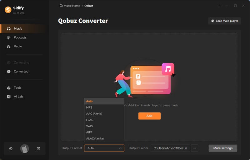 qobuz music converter interface