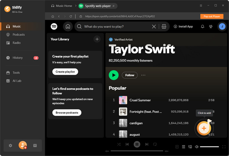 Add Streaming WebPlayer music