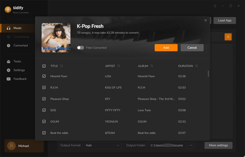 Aggiungi brani o playlist di Spotify