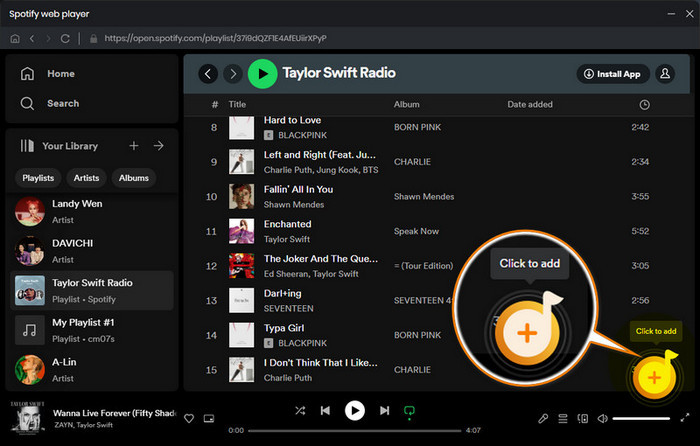 Add Spotify WebPlayer music