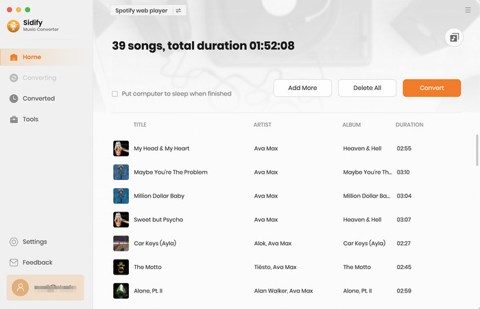 add spotify songs to sidify mac