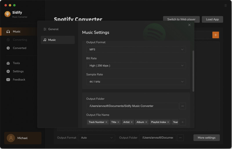 Set MP3 as output format