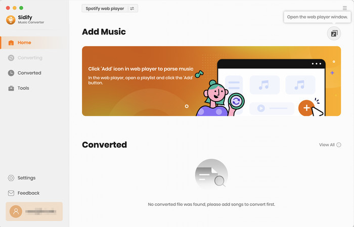 Main interface of Sidify Music Converter Mac