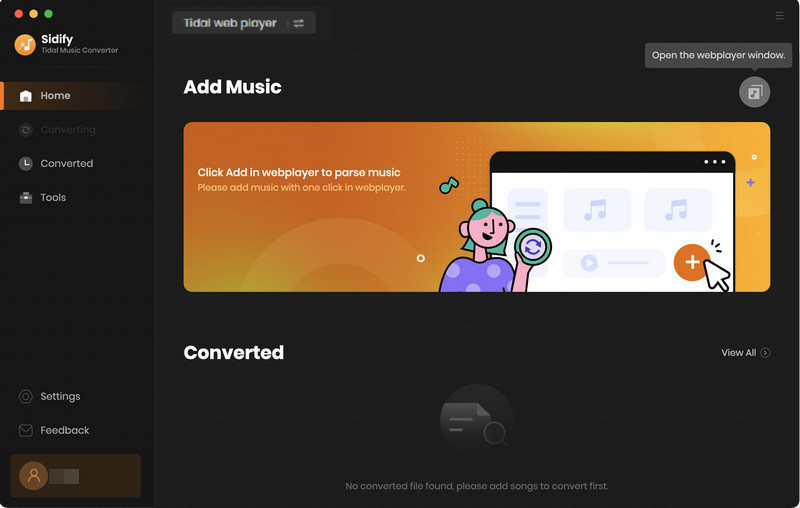 Main interface of Sidify Tidal Music Converter