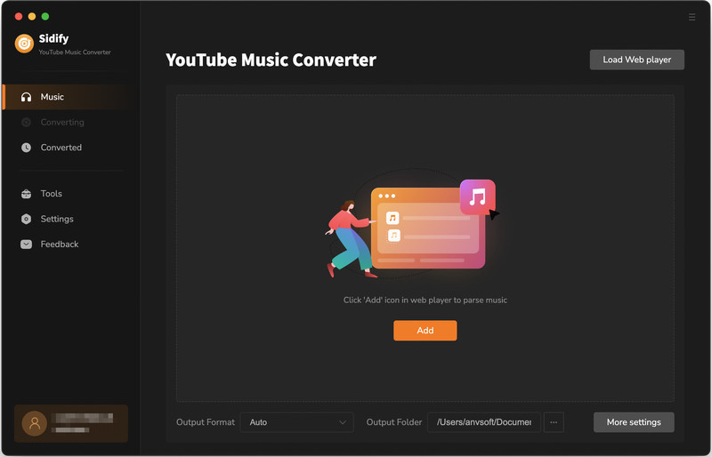 Main interface of Sidify YouTube Music Converter Mac