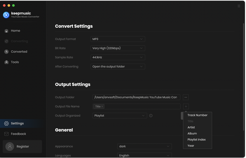Customize YTM output settings