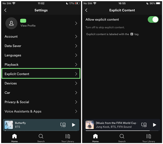 allow explicit content on mobile and tablet