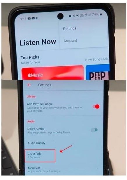 crossfade apple music on android