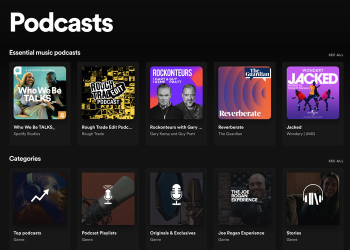 find spotify podcasts