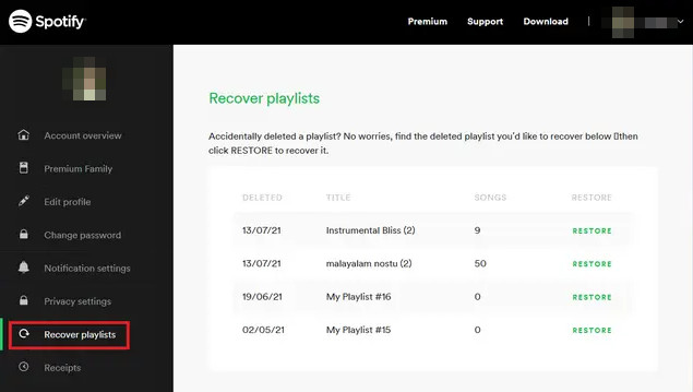 recover playlists