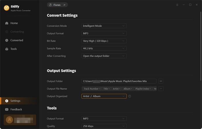 Set AAC or MP3 as output format