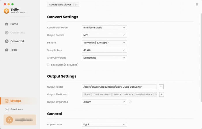 Set output as MP3